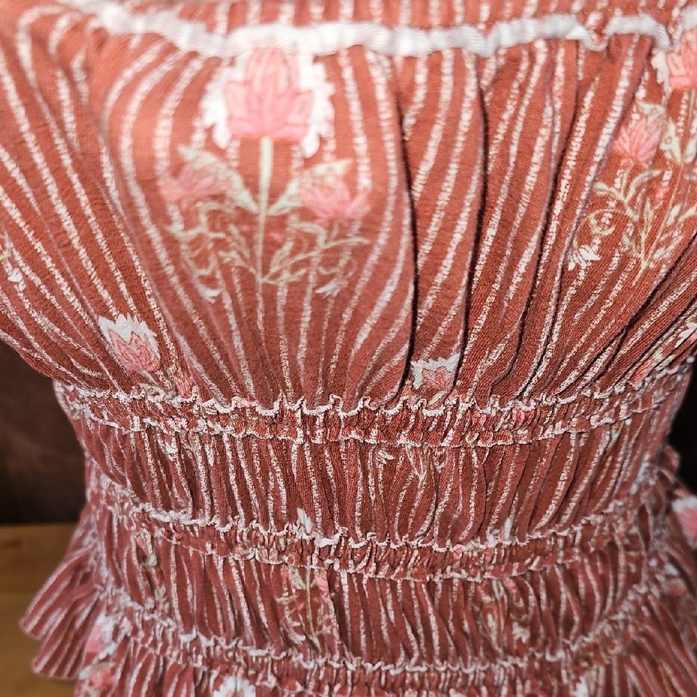 Free People Pink Ruched Floral Velvet Camisole - Picture 2 of 3